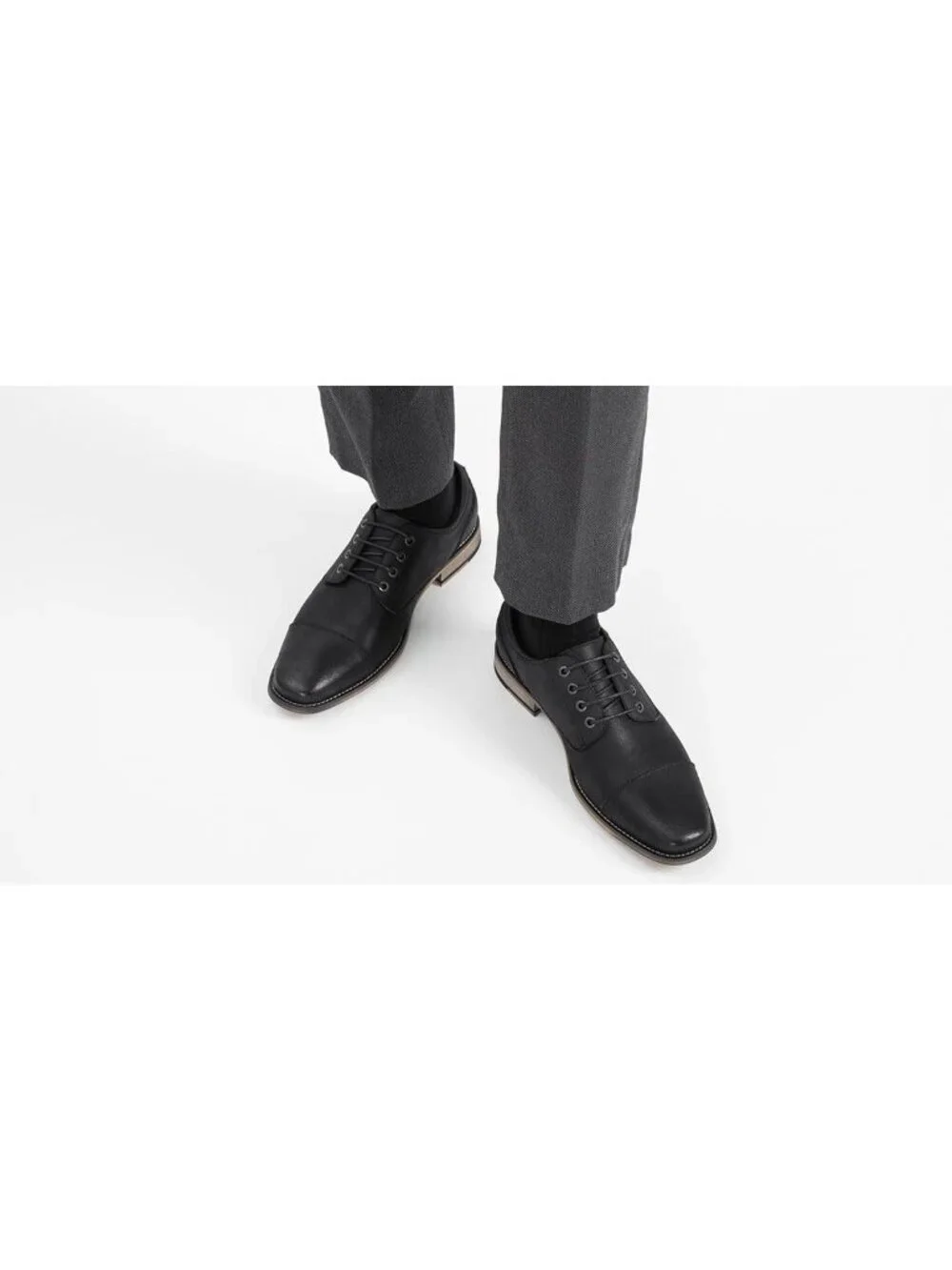 Men's Black Leather Classic Plain Toe Lace Up Business Oxford Dress Causal Shoes